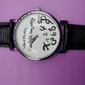 Funny I'm Late Black and silver Watch - Ironically Needs New Battery